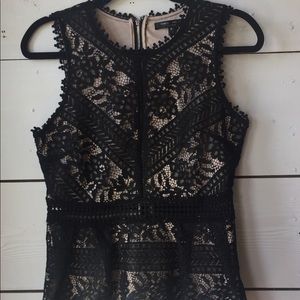 Romeo & Juliet Couture Black Lace Peplum Top
